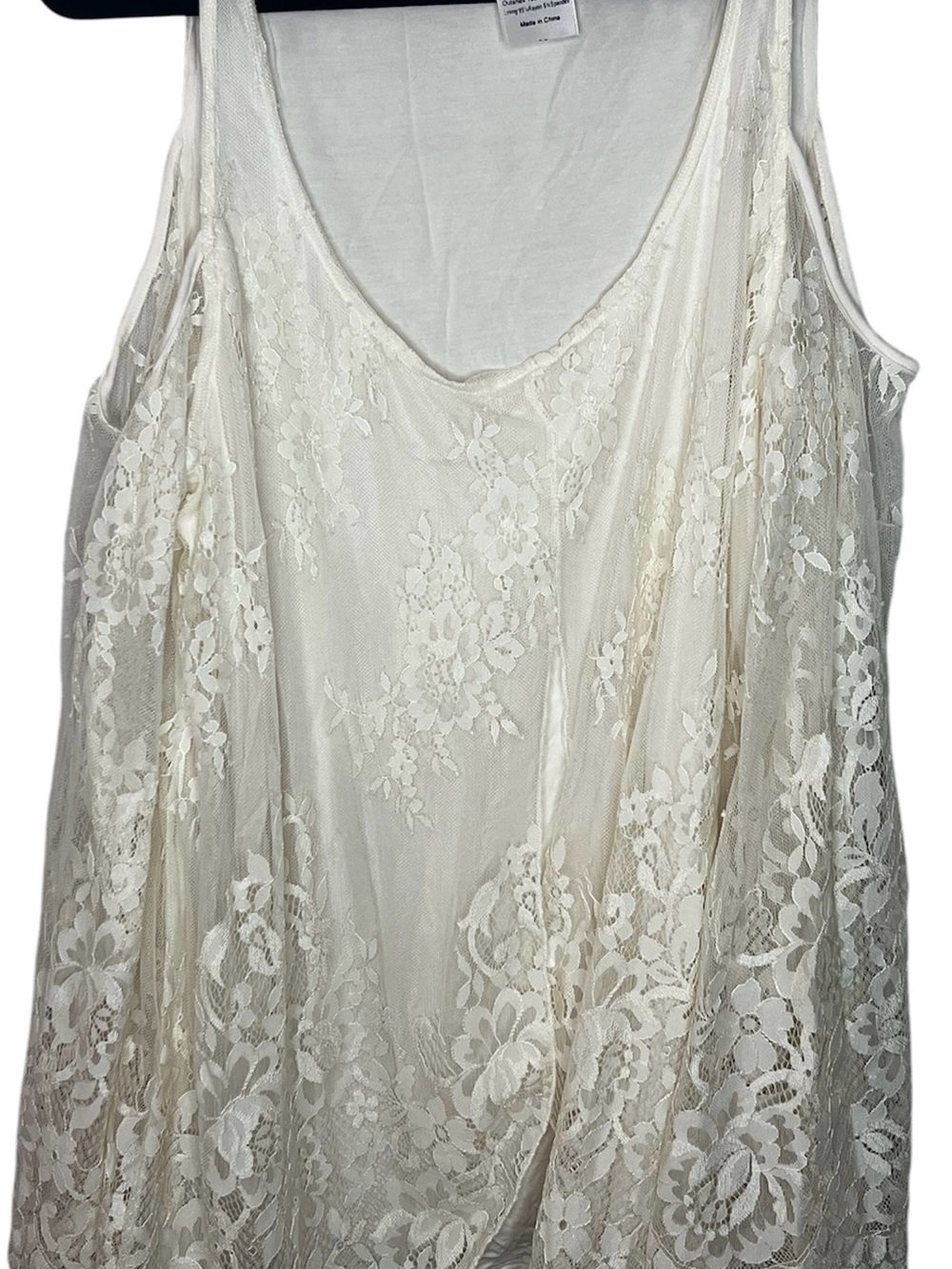 Cowgirl Tuff White Layered Lace Tank